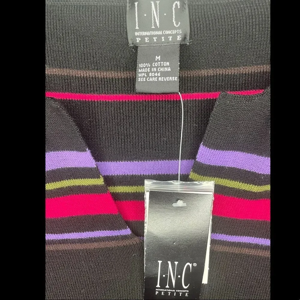 NWT INC International Concepts Women Striped Pullover Sweater Size MP